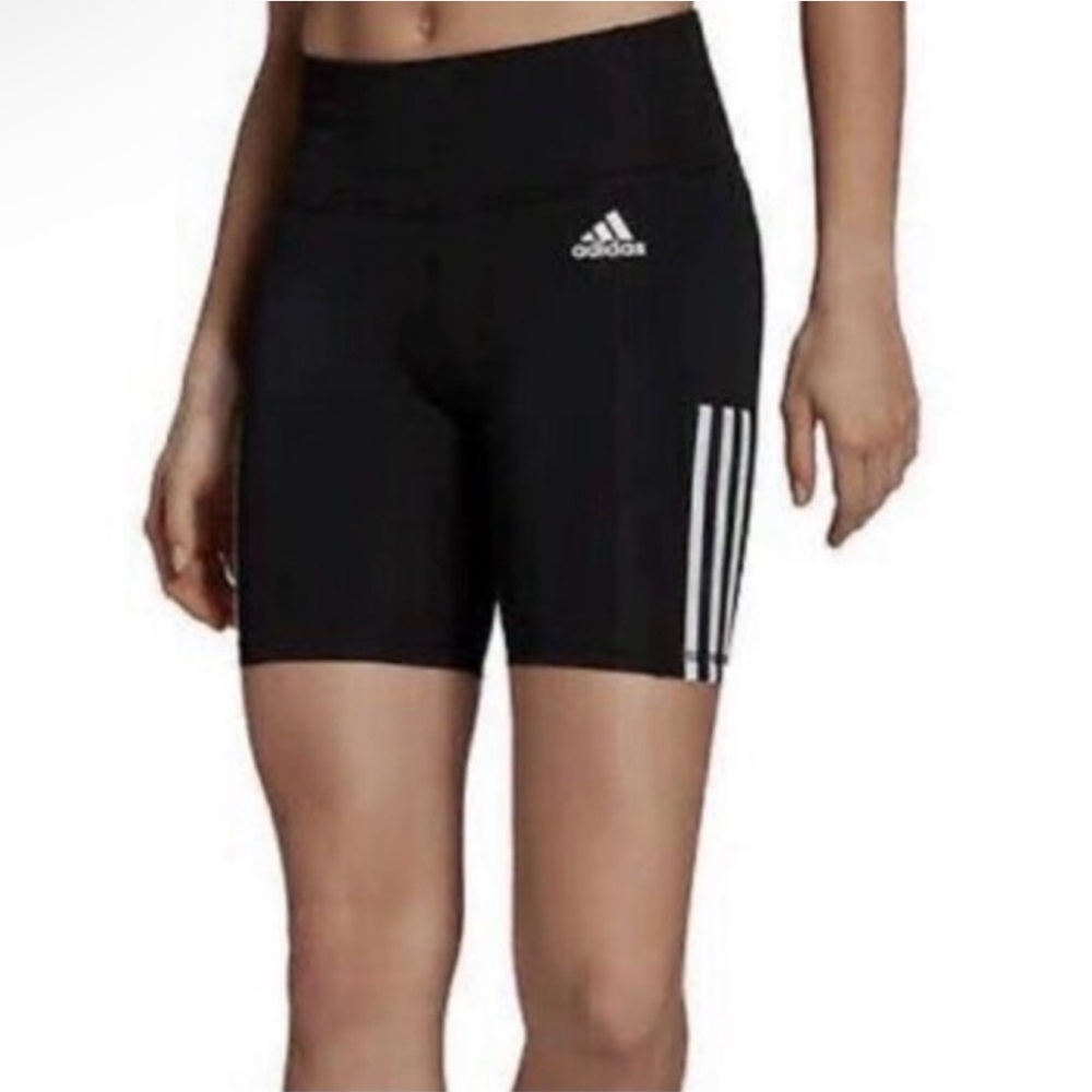 NWT Adidas Women's Aeroready Three Stripes Logo Bike Shorts in Black Size L